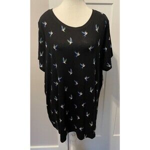 TORRID Womens Super Soft Knit TOP Sleeveless BLACK w/ Birds Sz 3 (3X 22/24) NWT